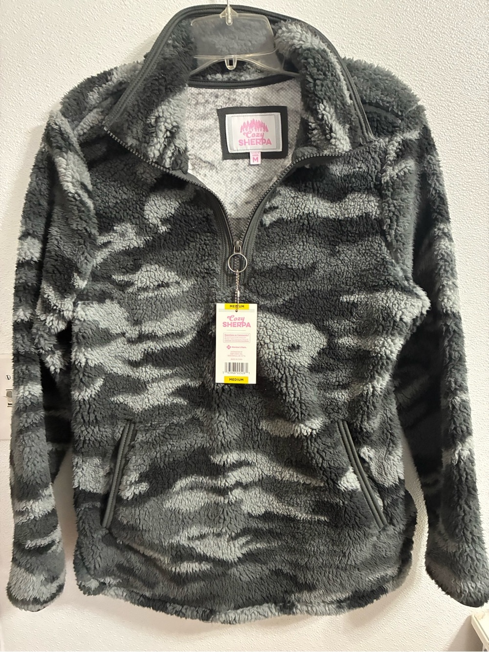 Women’s Gray Camo Half-Zip Pullover Sherpa Fleece NWT